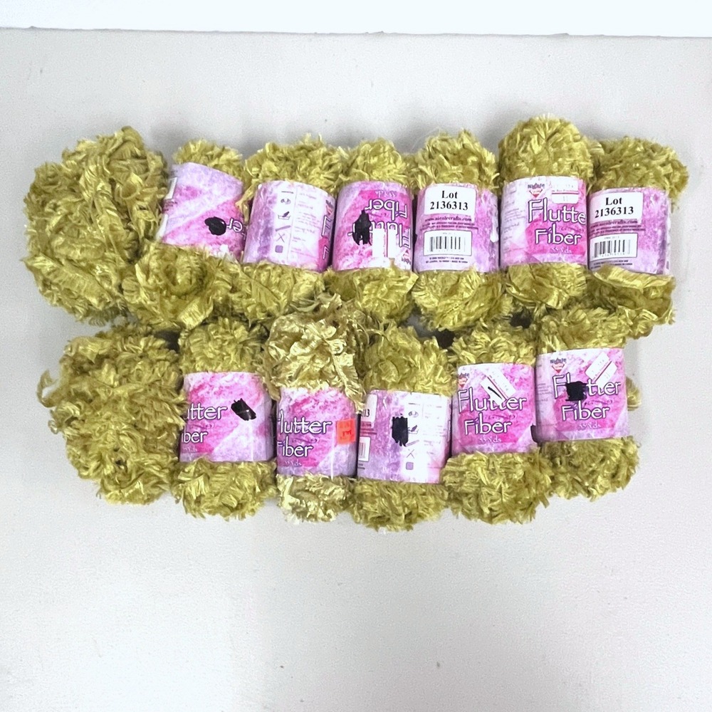Nicole Flutter Fiber Yarn Chartreuse Green 13 Skeins Bundle 2013 Lot # 2136313